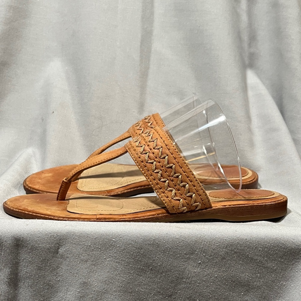 Women's 100% Leather Tan Sandals - Picture 3 of 7